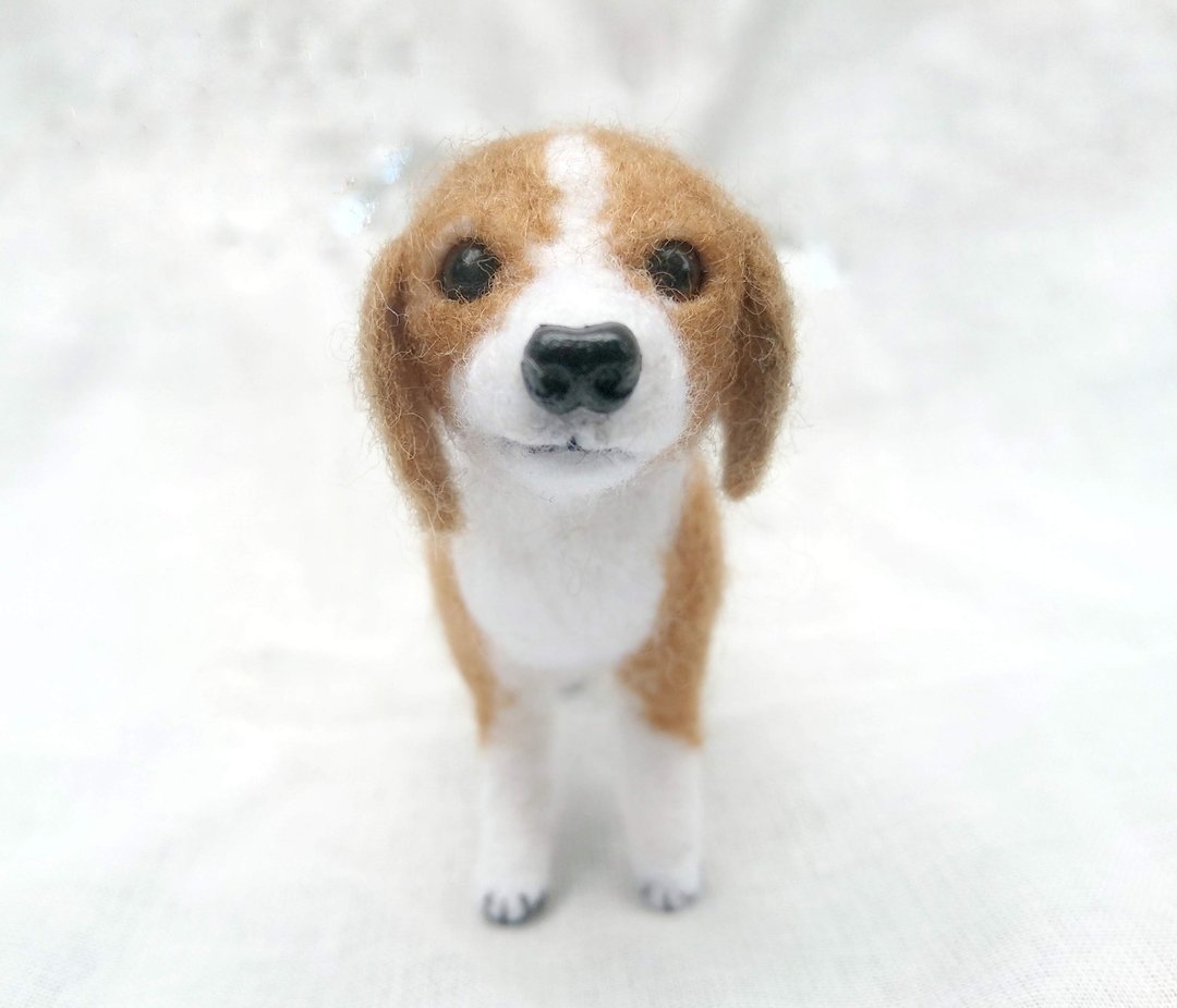 定制化礼物 羊毛毡 宠物 复刻 仿真 狗狗 - 比高犬 米格鲁 小猎犬 - 摆饰 - 羊毛 黑色