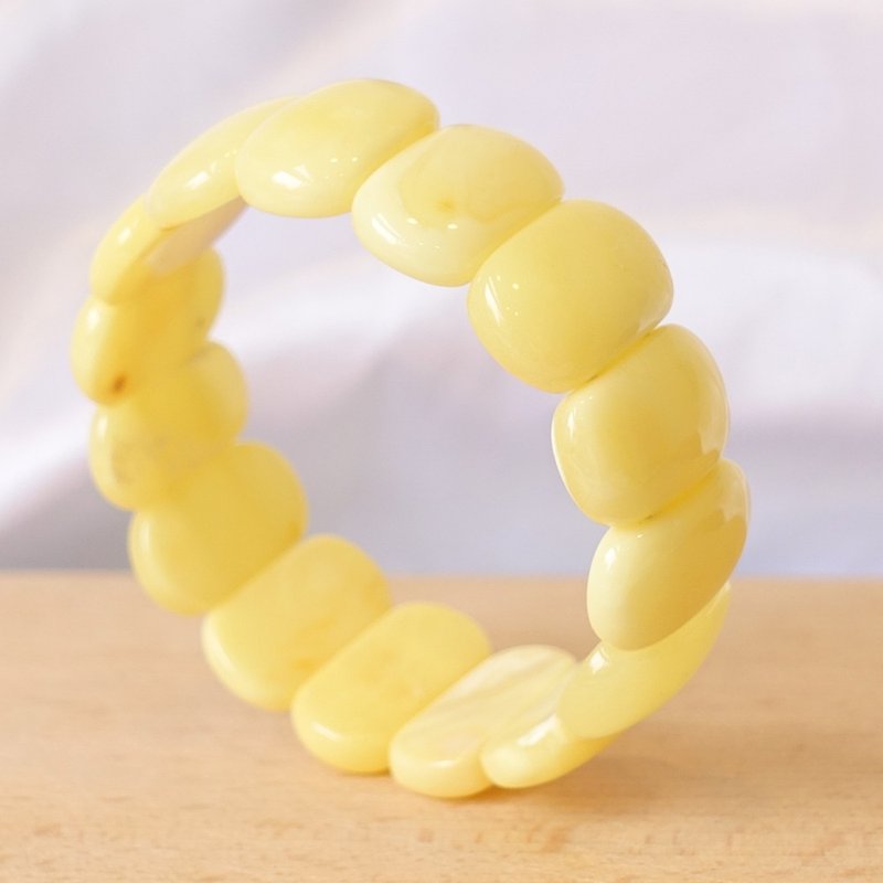 天然牛奶蜜蜡手排 附鉴定书 - 手链/手环 - 半宝石 黄色