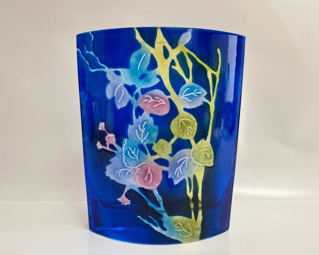 复古 Ada Lisa Gjeruldsen 艺术玻璃花瓶 瑞典签名 2012 年 - 摆饰 - 玻璃 蓝色