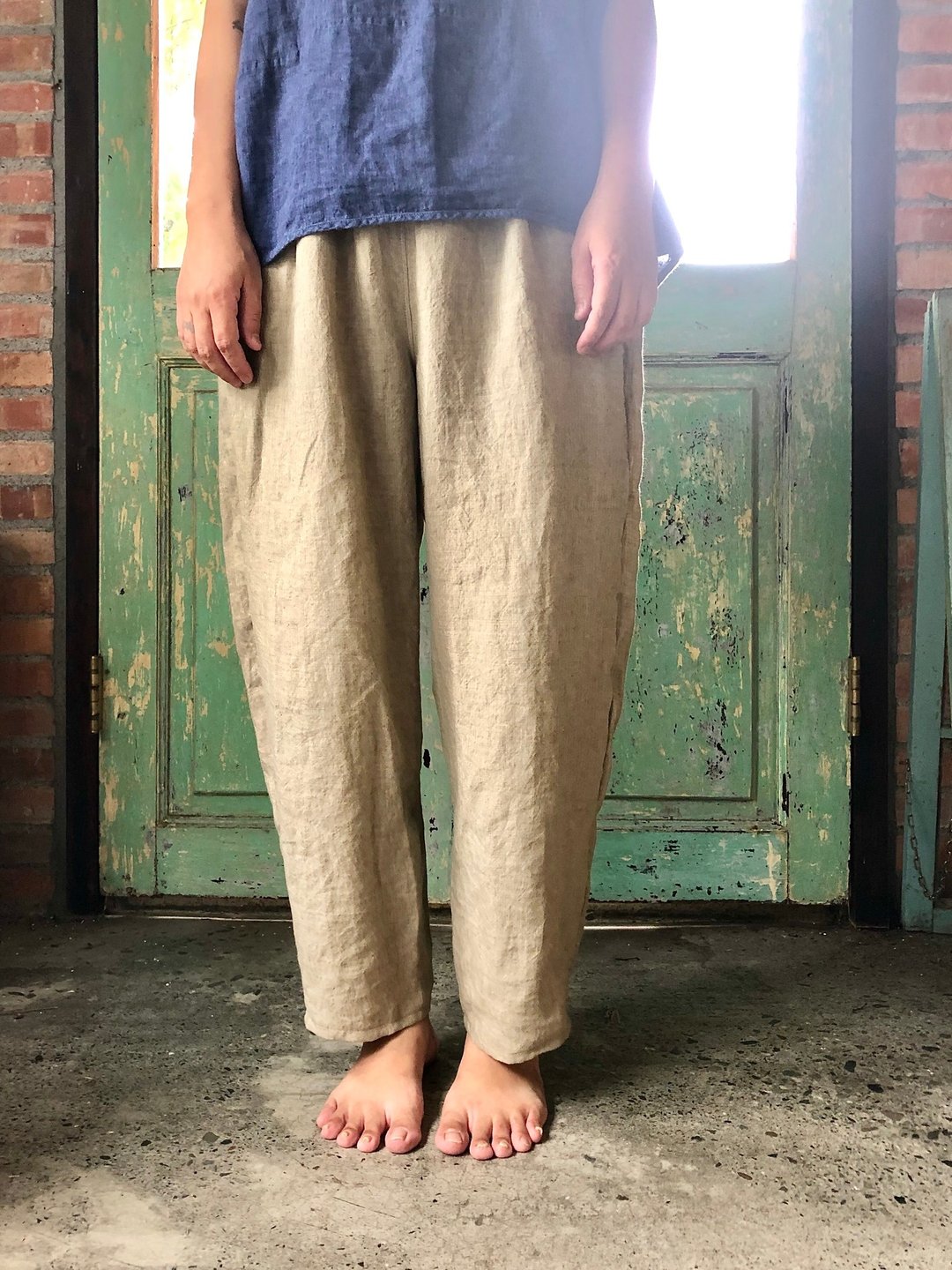 夏砂亚麻小管裤 - 女装长裤 - 棉 多色