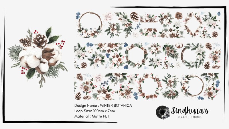 Winter Botanica 冬季植物 雾面 PET 胶带 手帐素材 - 贴纸 - 塑料 透明