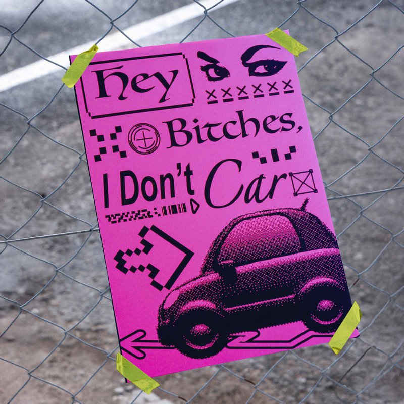 I Don't Car | A4 海报 - 卡片/明信片 - 纸 粉红色