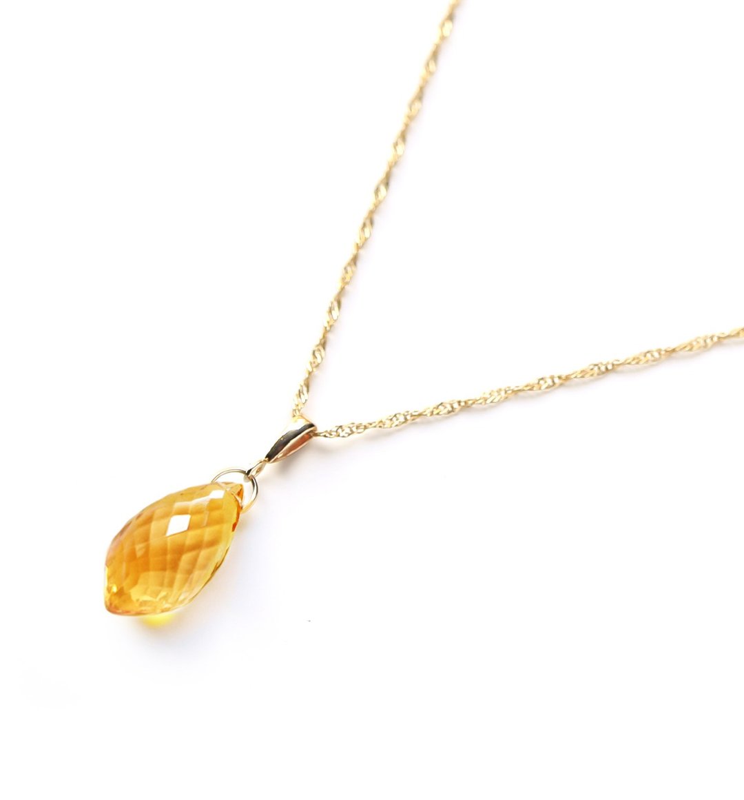 十一月诞生石 K10 黄水晶 (华丽切割) 项链吊坠 ~BOURGEON~ (可加购链子组合) - 项链 - 宝石 黄色