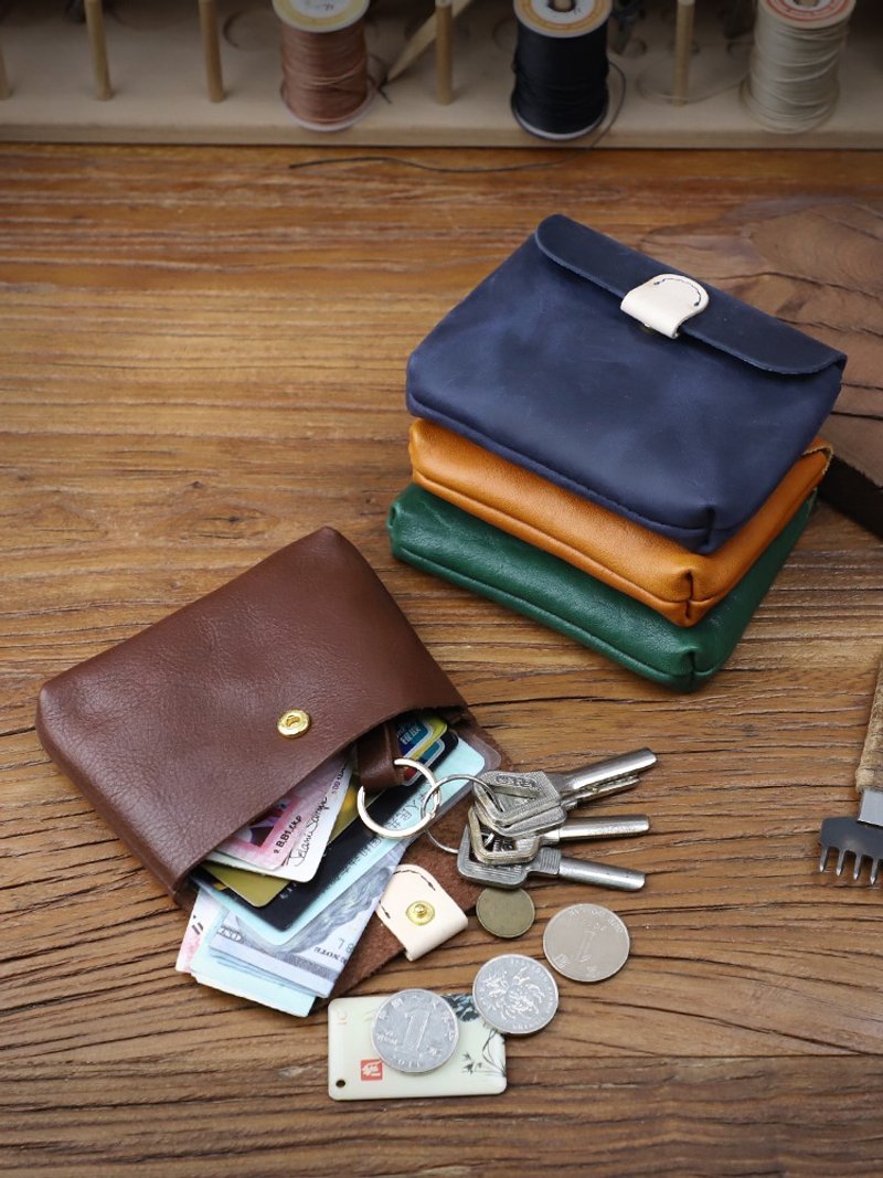 可爱软皮收纳卡包 头层牛皮钥匙零钱包 多色可选 - 零钱包 - 真皮 咖啡色