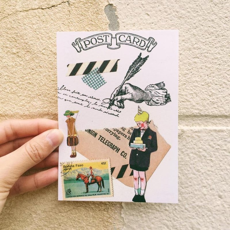 小绅士 自制拼贴明信片 - 卡片/明信片 - 纸 