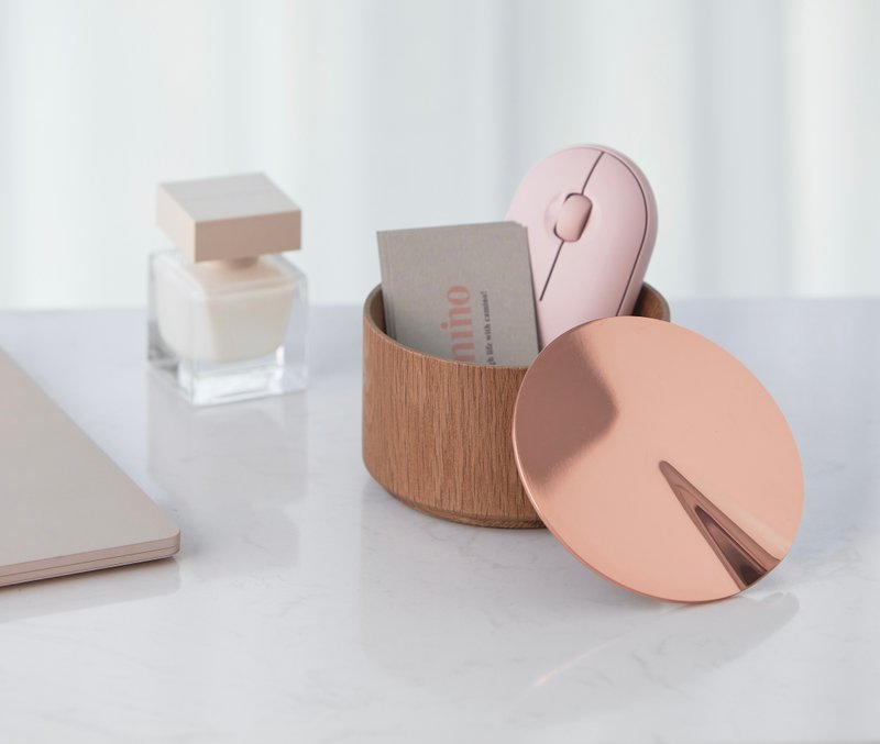 camino DIEGO 红铜 黄铜 北欧金属原木圆盒 储物盒 收纳盒 首饰盒 - 收纳用品 - 木头 多色