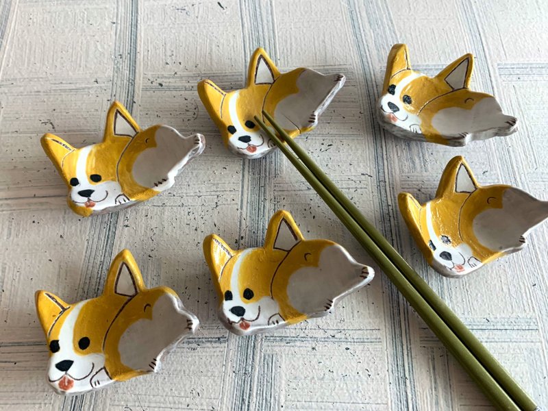 Q弹屁屁柯基陶制筷架_陶器筷架 - 筷子/筷架 - 陶 橘色