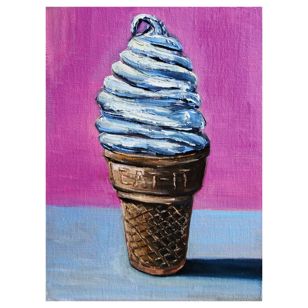 Ice Cream Painting Oil Kitchen Original Art Food Artwork Dessert Canvas Art - 海报/装饰画/版画 - 其他材质 多色