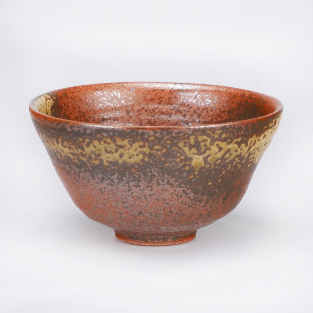 樱花木灰釉落灰铁红茶碗 茶道艺术手工茶器 - 茶具/茶杯 - 陶 橘色