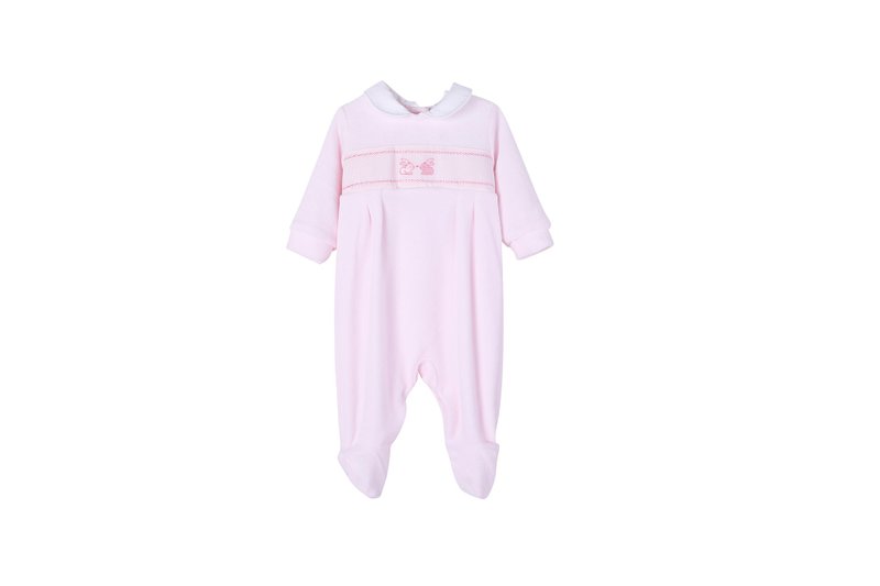 初生婴儿 长袖连身衣 可爱小兔绣綉 秋冬新款 - 包屁衣/连体衣 - 棉．麻 粉红色