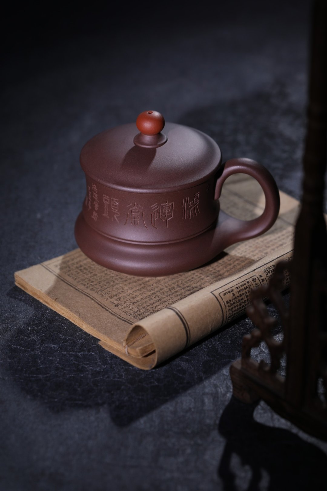 送礼紫砂壶茶壶鸿运当头盖杯宜兴紫砂杯茶杯子手工艺黄龙山原矿紫 - 其他杯子 - 陶 咖啡色