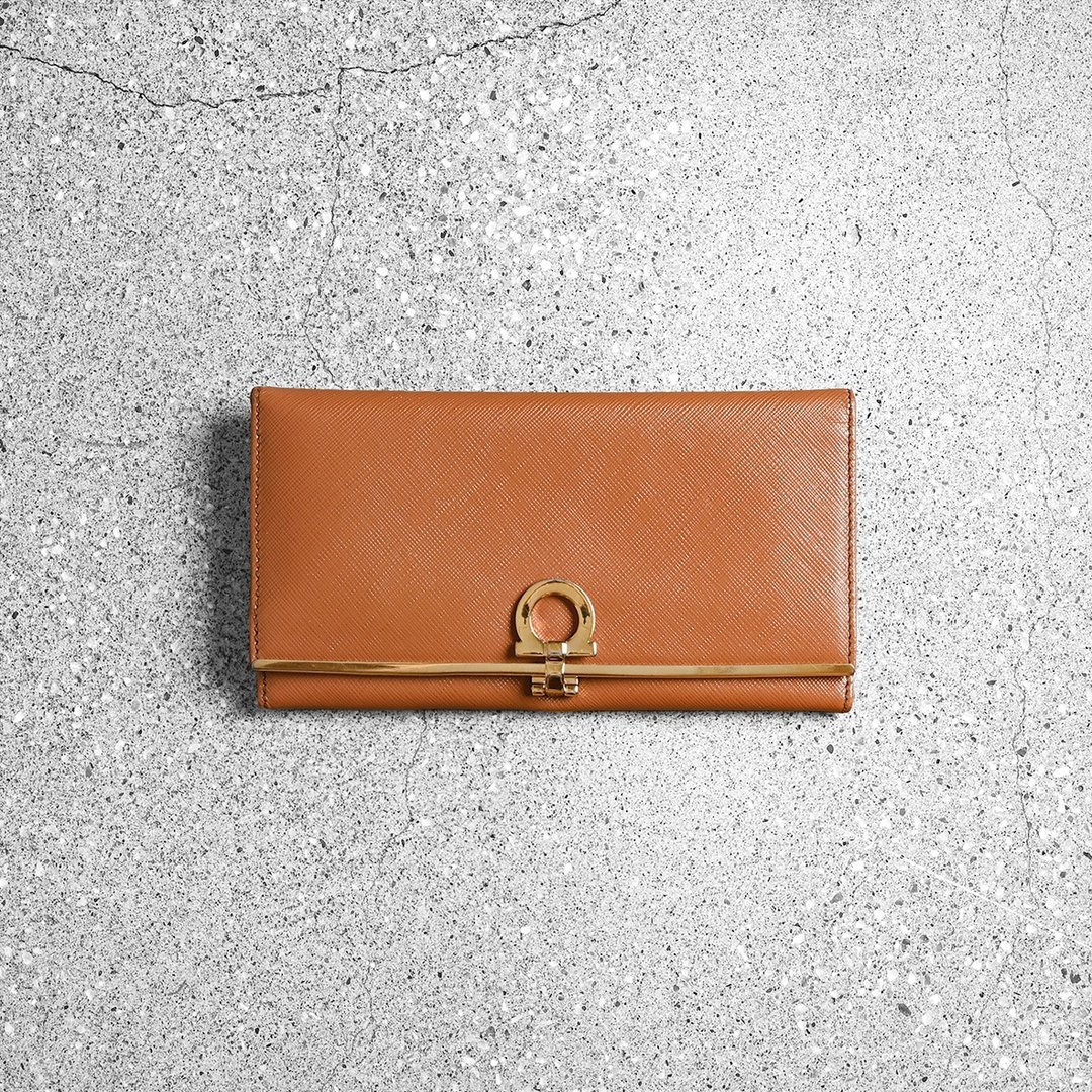 Salvatore Ferragamo 古董长夹 / 古董精品、二手精品、古董皮夹 - 皮夹/钱包 - 真皮 咖啡色