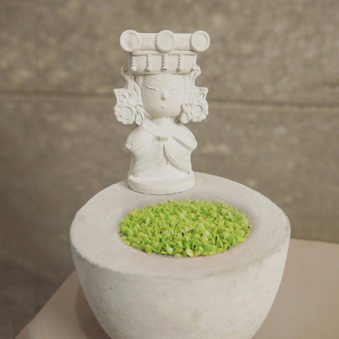 水泥盆栽｜清璞设计款：听愿 - 妈祖 DIY火龙果套组 - 植栽/盆栽 - 水泥 灰色