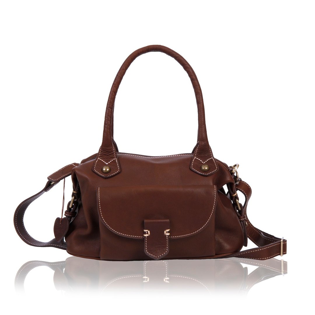 Handmade, Soft, Leather Shoulder Bag, Leather Tote, Cross Body Bag, Grab Bag - 手提包/手提袋 - 真皮 咖啡色
