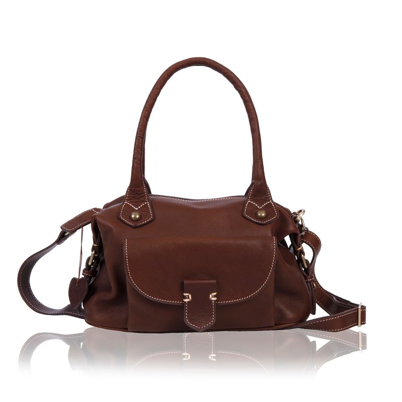 Handmade, Soft, Leather Shoulder Bag, Leather Tote, Cross Body Bag, Grab Bag - 手提包/手提袋 - 真皮 咖啡色