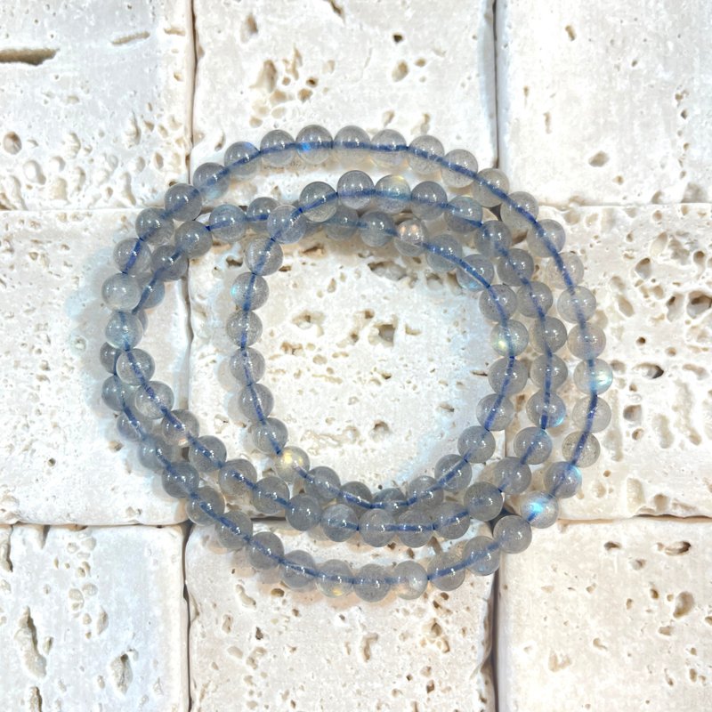 寻找灵魂伴侣的拉长石三圈手串 生日礼物 母亲节 爱情 招财 贵人 - 手链/手环 - 水晶 灰色