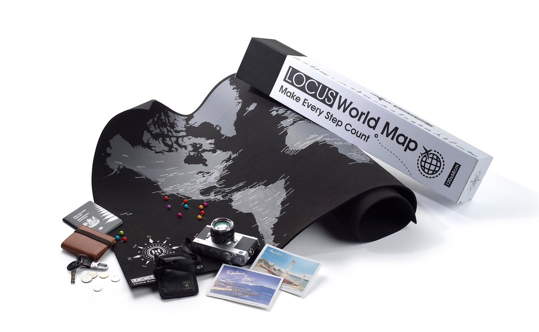 【福利品】LOCUS轨迹世界地图-制作专属于你的世界地图(麂皮+羊毛毡)。 (家饰 挂布 布幔 壁幔 壁挂 墙壁装饰 壁画 居家布置 挂画 摆设 室内设计 活动 - 墙贴/壁贴 - 聚酯纤维 黑色