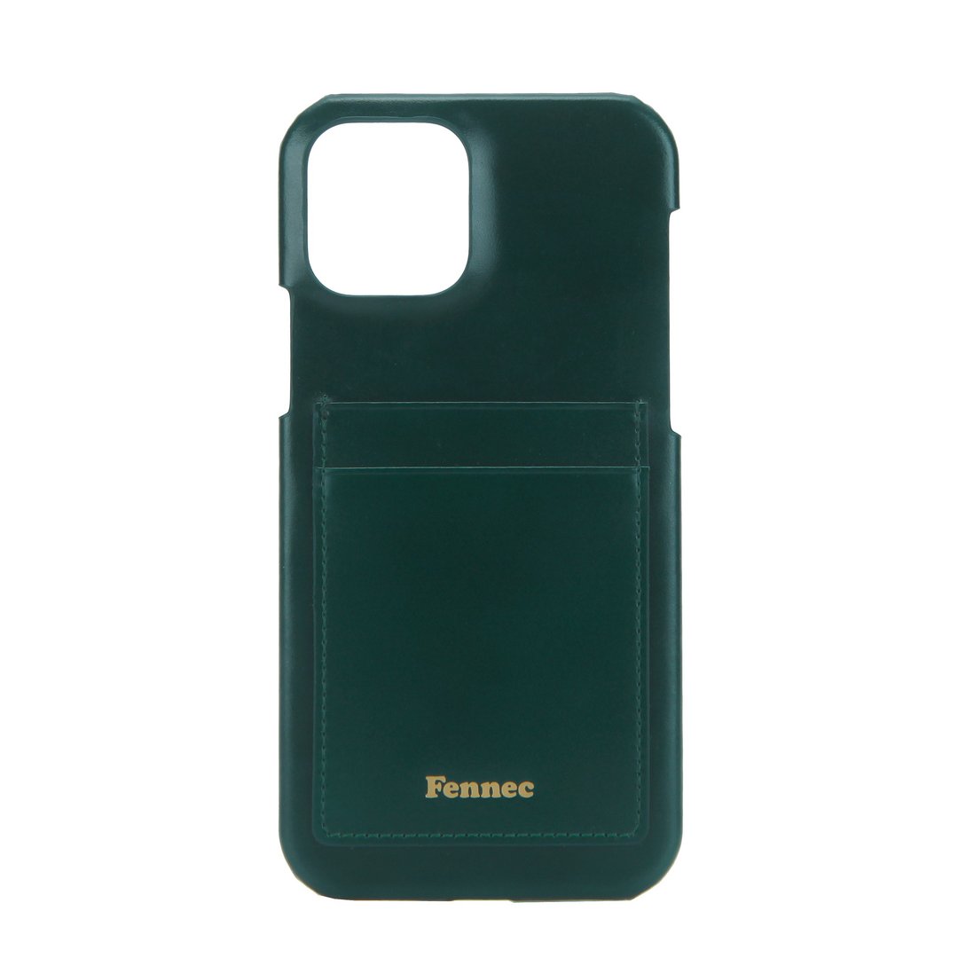 LEATHER iPHONE 12 12PRO CARD CASE - 暗色黛绿 MOSSGREEN - 手机壳/手机套 - 真皮 绿色