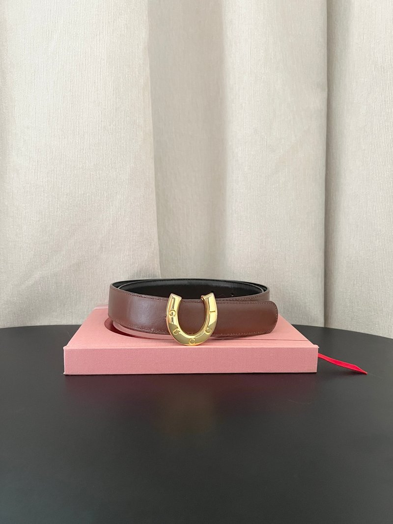 Gucci马蹄金色皮带扣罕有双面啡黑色皮带 日本中古二手Vintage - 皮带/腰带 - 真皮 黑色
