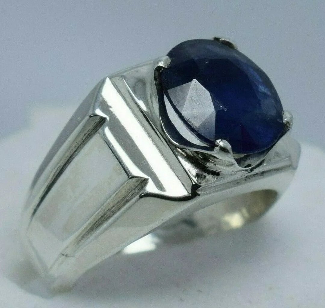 蓝宝石戒指 纯天然蓝宝石 925 纯银蓝宝石饰品 - 戒指 - 宝石 蓝色