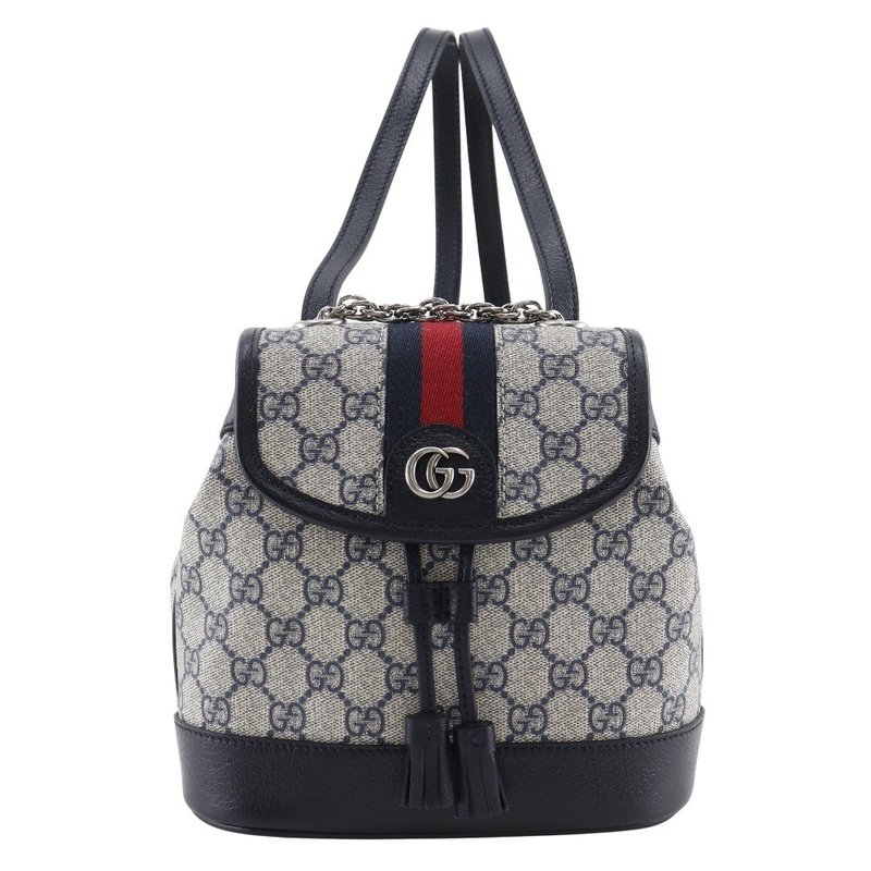 【日本直送】Gucci GUCCI Ophidia Mini 后背包 / 双肩包 795221 GG Supreme 帆布 灰色/海军蓝 女性【二手】 - 后背包/双肩包 - 其他人造纤维 灰色