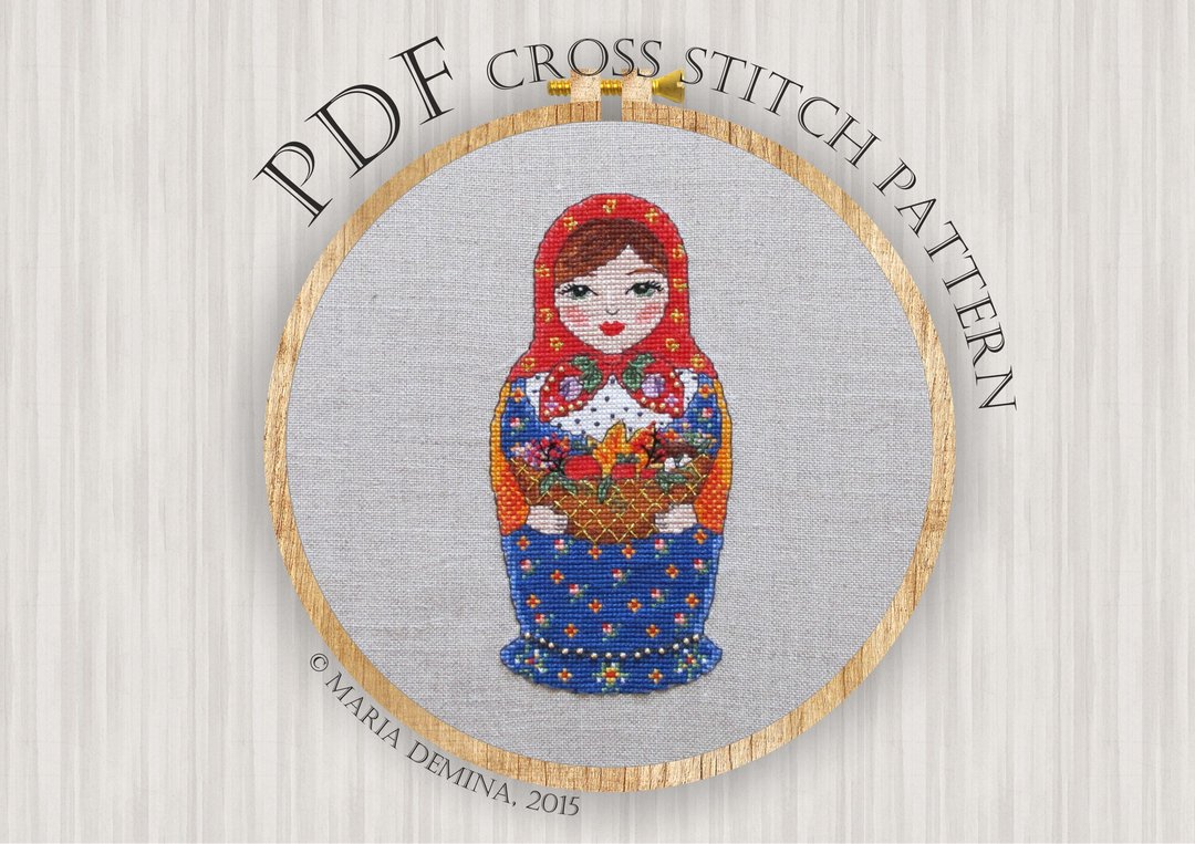Vivid Matryoshka Doll PDF cross stitch pattern - 手工艺教程/工具书 - 其他材质 
