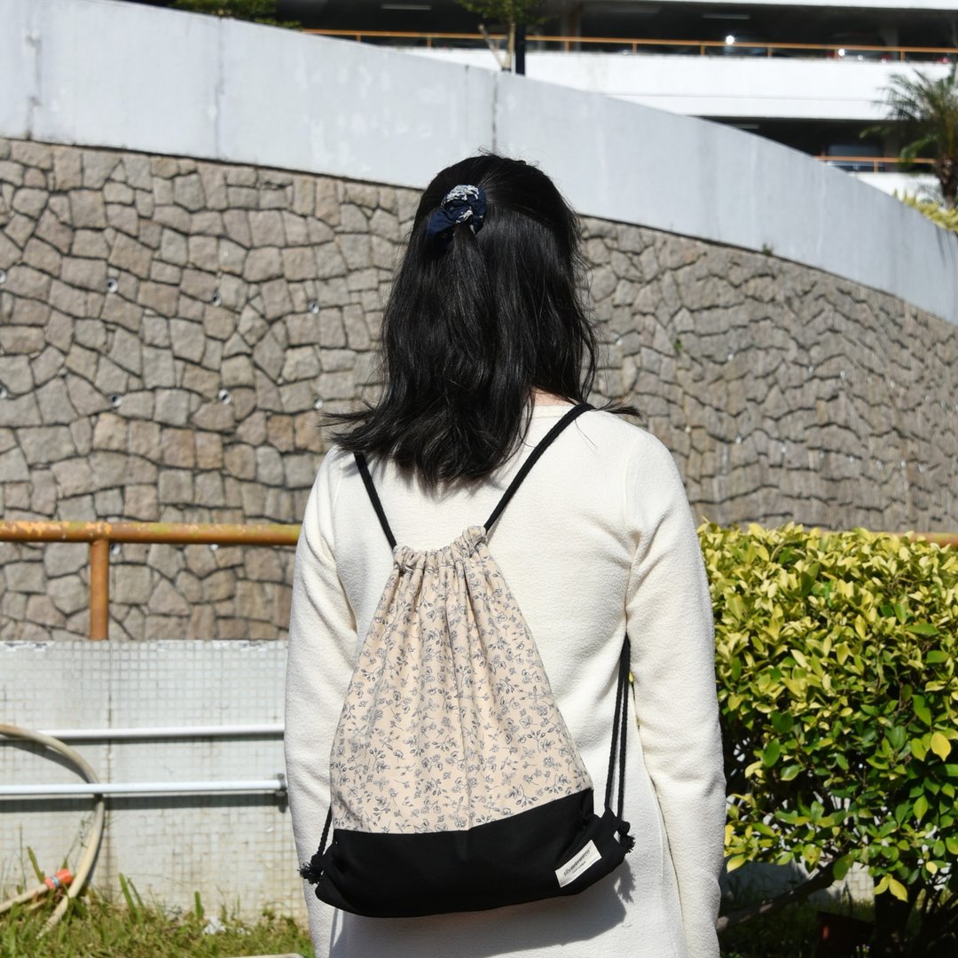 束口后背包/束绳包/束口袋 ~ (B212) RS - 束口袋双肩包 - 棉．麻 卡其色