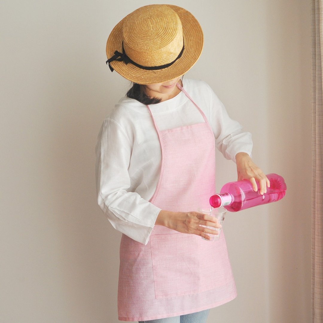 Linen Apron Summer Collection ♡ Summer Rose Pink - 围裙 - 棉 粉红色