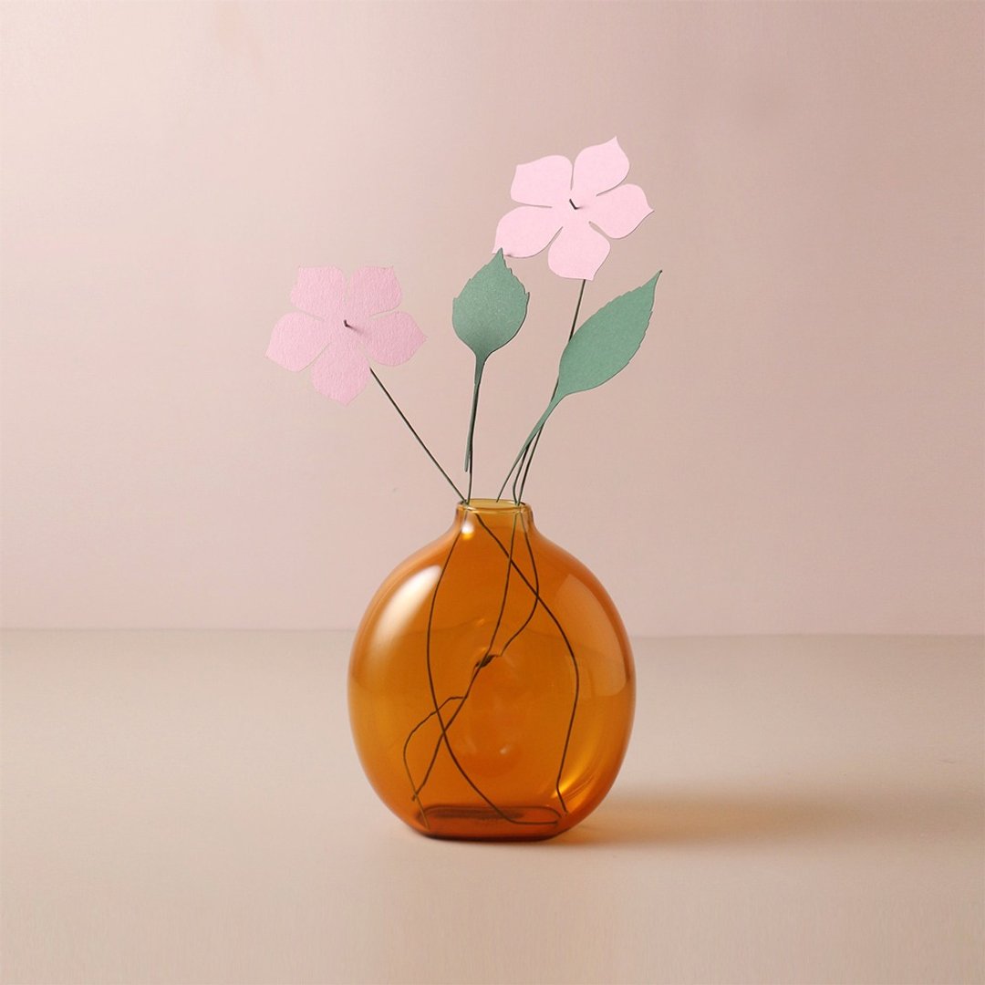 好玻 x 纸物-小花日盒/花器礼盒组-Glad&日日春 - 花瓶/陶器 - 纸 粉红色