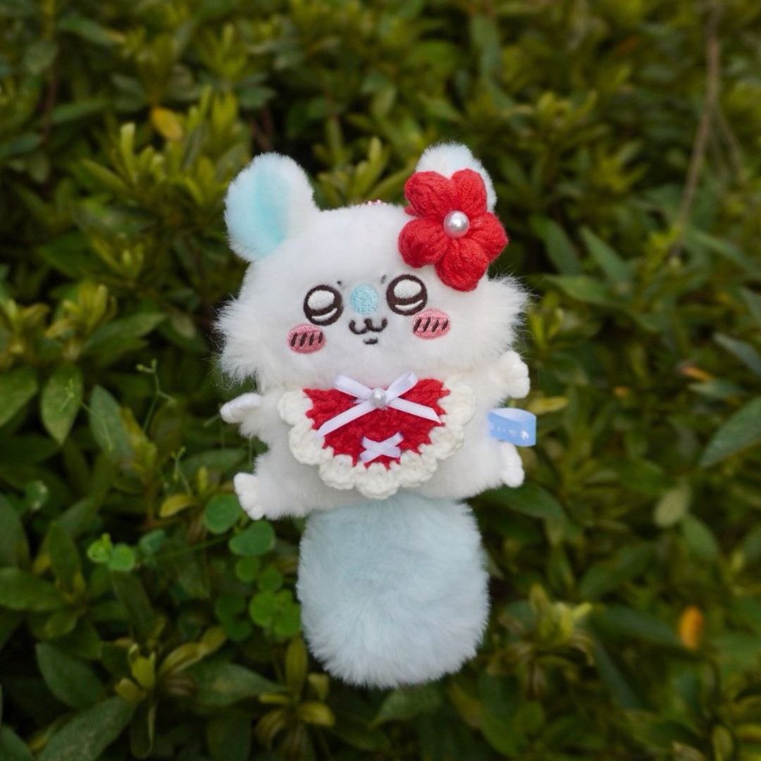 红罂粟-赏花领巾 | 娃衣 吉伊卡哇 ちいかわ Chiikawa 10cm - 玩偶/公仔 - 棉 红色