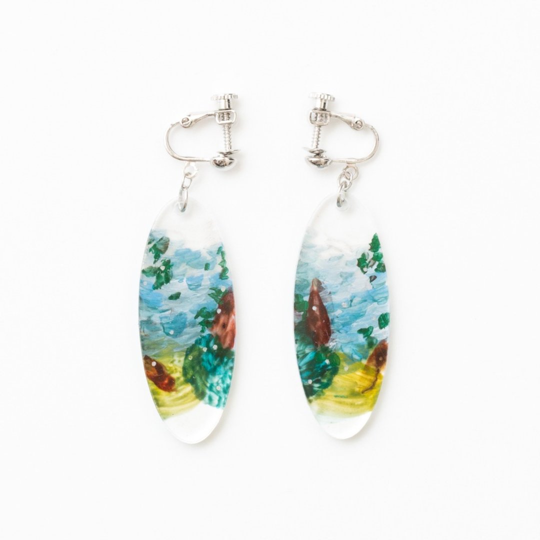earrings (夾式) - 耳环/耳夹 - 压克力 蓝色