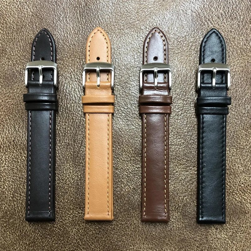 XL 加长男士款式纯牛皮表带 18/20/22mm 黑色深棕色棕褐色 - 表带 - 真皮 绿色