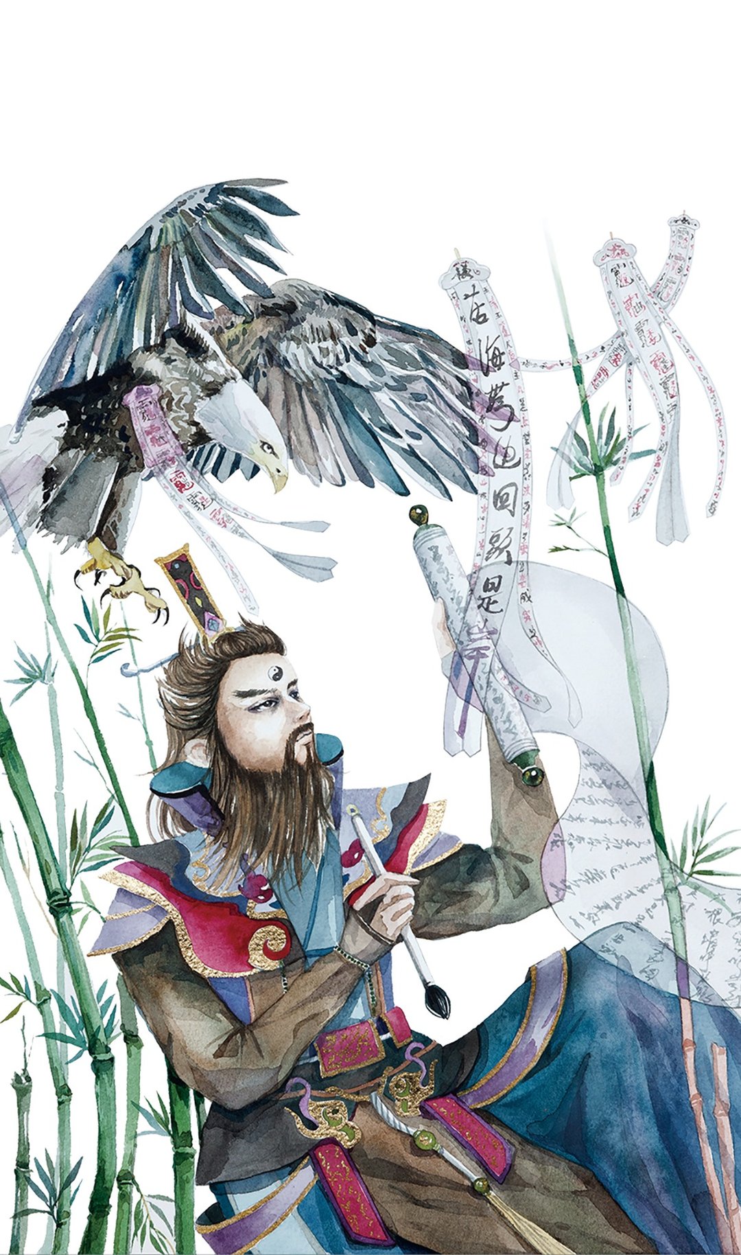 无畏之判-武判官/地狱系列插画/美术设计/艺术挂画/文创/金箔 - 海报/装饰画/版画 - 纸 白色