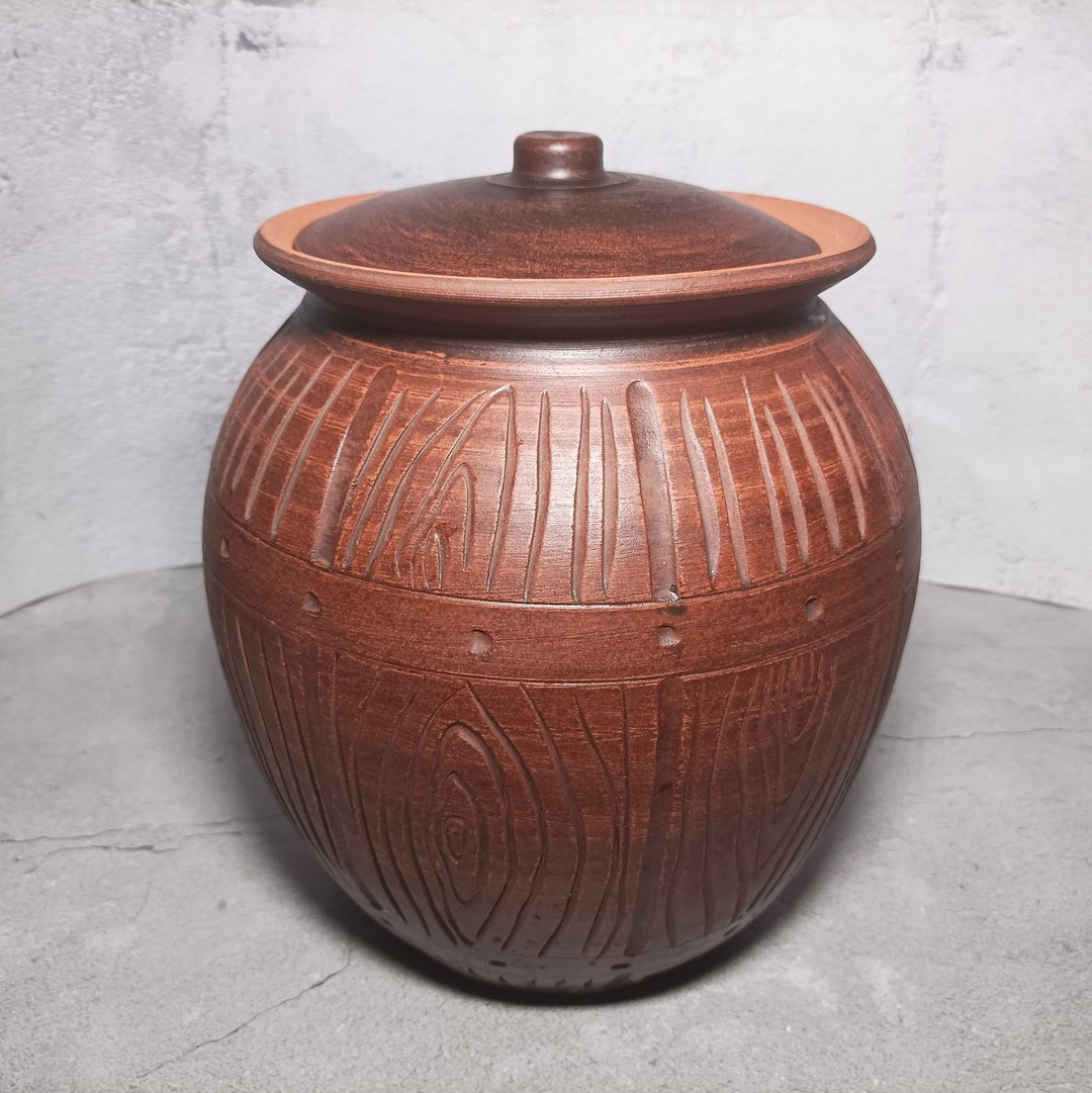 陶器大砂锅手工锅 带盖和颜色图案 - 锅具/烤盘 - 粘土 