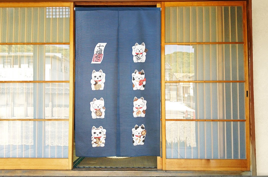 【预订】日本制 招财猫门帘 - 门帘/门牌 - 聚酯纤维 蓝色