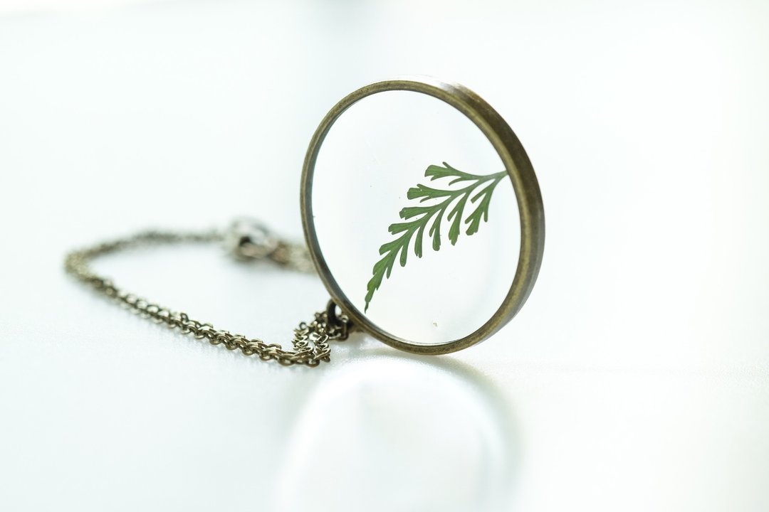 Necklace Fern bright 30 mm - 项链 - 其他金属 绿色