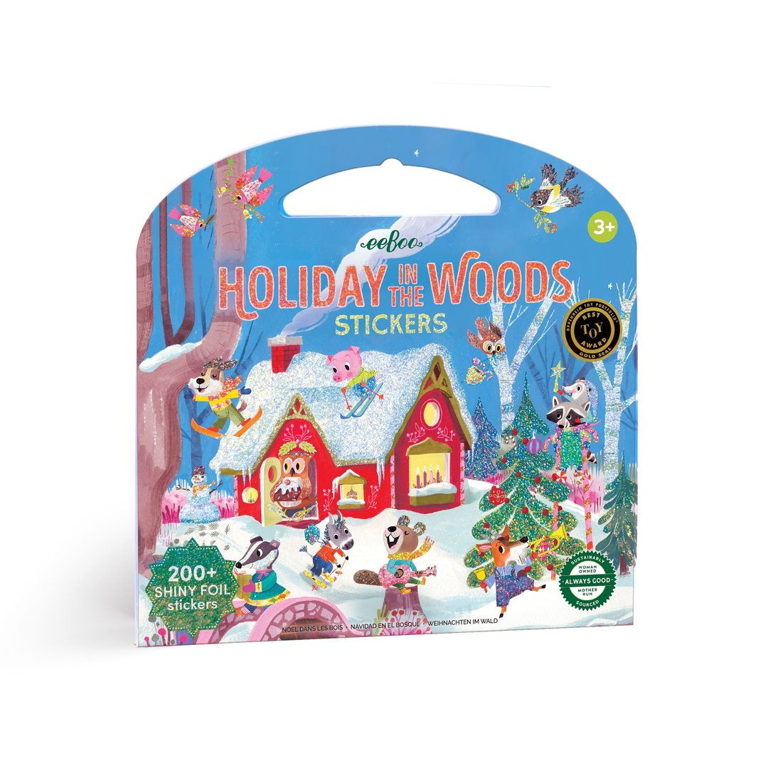 eeBoo 由美贴纸 - Holiday in the Woods Shiny Stickers 森林假期 - 拼图 - 塑料 蓝色