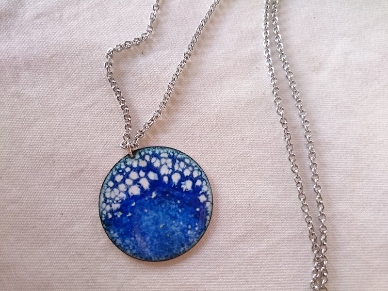 珐琅 景泰蓝 雪花 浪花 项链 - 项链 - 珐琅 蓝色