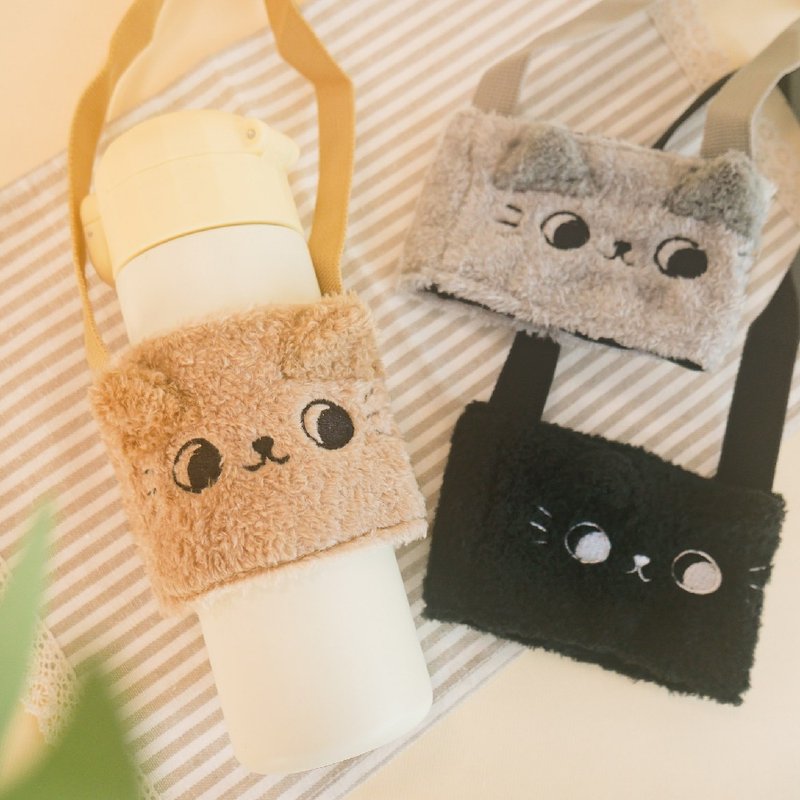 O-CAT－软毛猫杯套。JBG-260。饮料提袋 - 零钱包 - 尼龙 