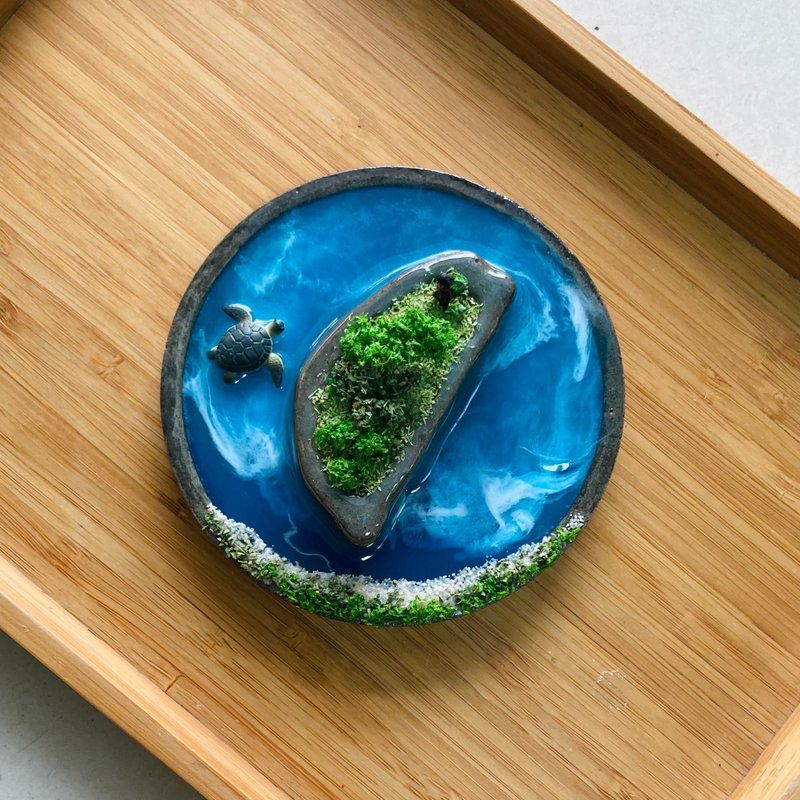 定制化微缩海岛 纪念品 定制化场景 微缩场景 纪念礼物 海浪 台湾 - 摆饰 - 水泥 蓝色