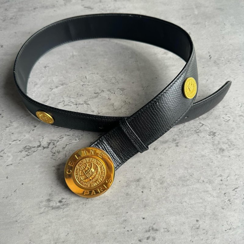 中古罕有 Celine 星球腰带 75cm - 皮带/腰带 - 真皮 黑色