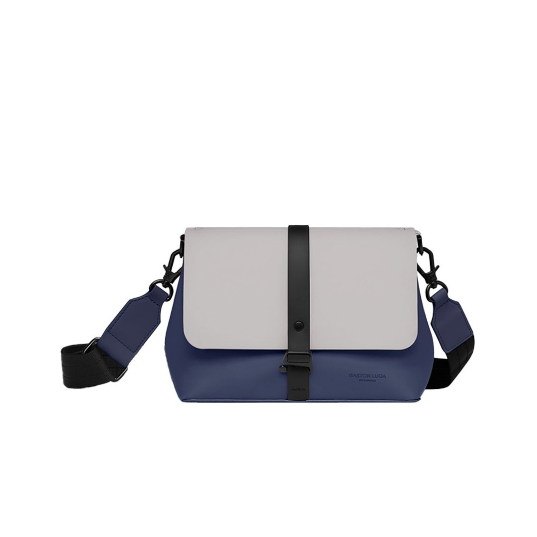 GASTON LUGA Splash Crossbody Bag斜肩/侧背包-海蓝x灰褐色 - 侧背包/斜挎包 - 其他材质 蓝色