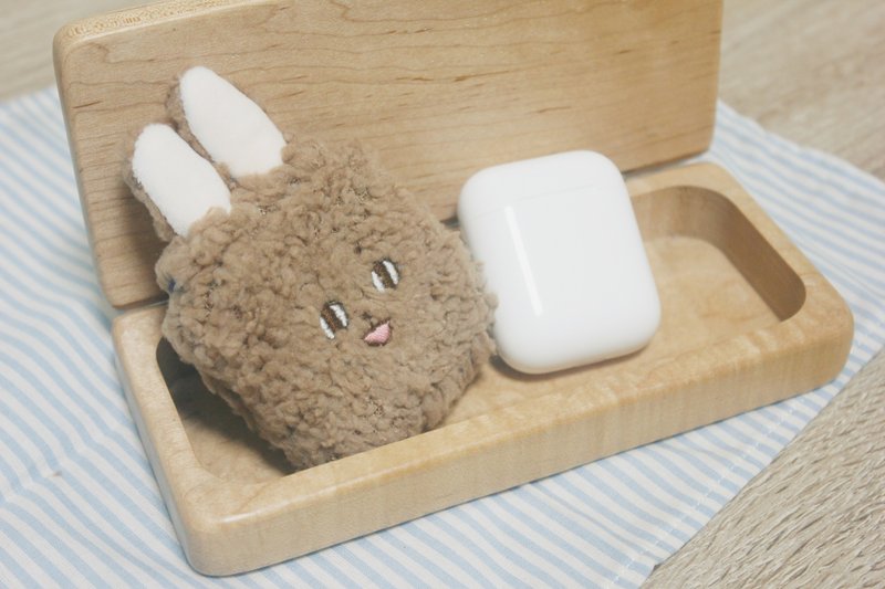 怪怪的小表情 / Airpods(第2代) /咖啡色款 - 耳机收纳 - 棉．麻 多色