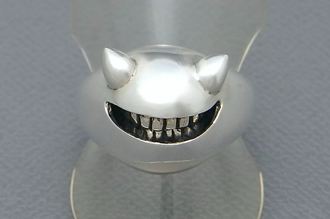 horned smile ring_16 (s_m-R.30) 微笑 角 銀 戒指 指环 horn jewelry sterling silver - 戒指 - 纯银 银色