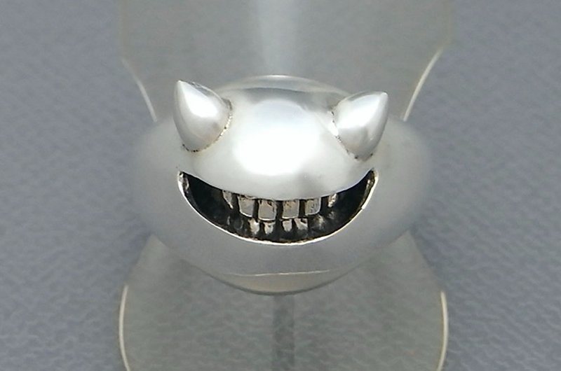 horned smile ring_16 (s_m-R.30) 微笑 角 銀 戒指 指环 horn jewelry sterling silver - 戒指 - 纯银 银色