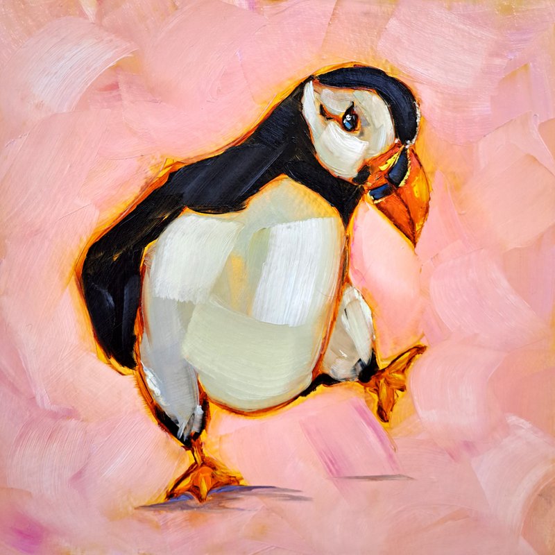 海雀油画鸟类艺术原创动物墙艺术装饰企鹅艺术品 - 墙贴/壁贴 - 其他材质 多色