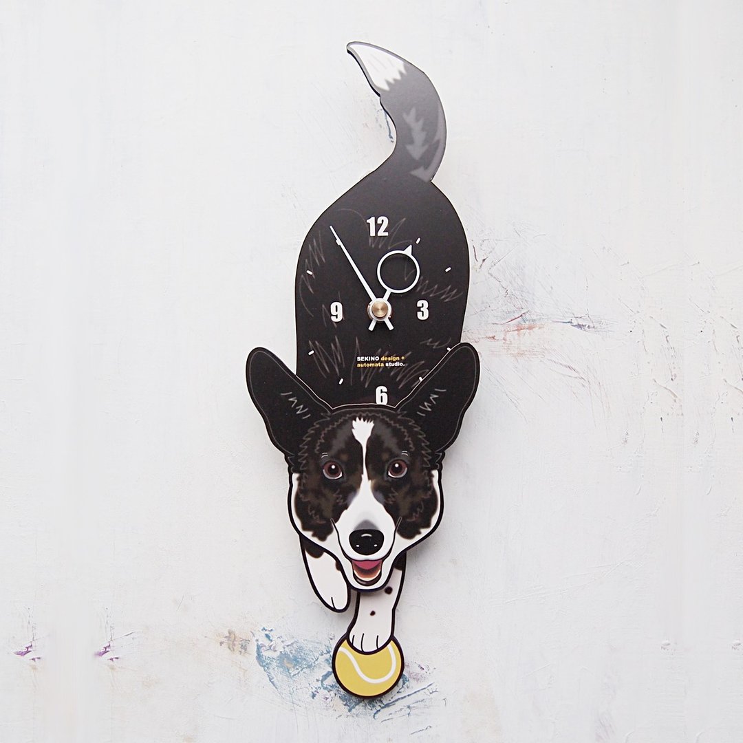 D-106 柯基犬(white&black) - 动物造型钟摆钟 - 时钟/闹钟 - 木头 