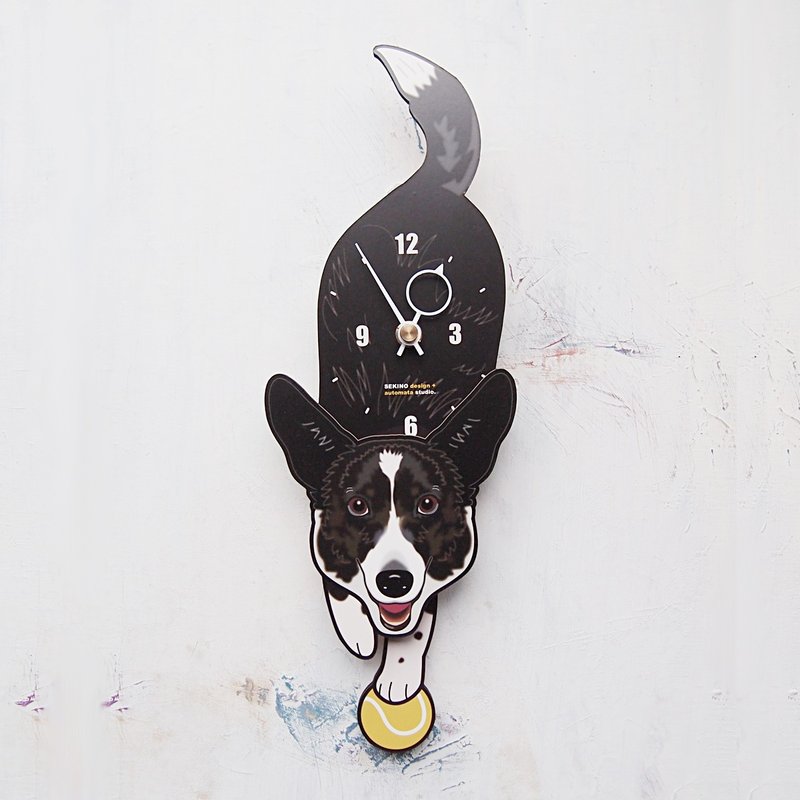 D-106 柯基犬(white&black) - 动物造型钟摆钟 - 时钟/闹钟 - 木头 