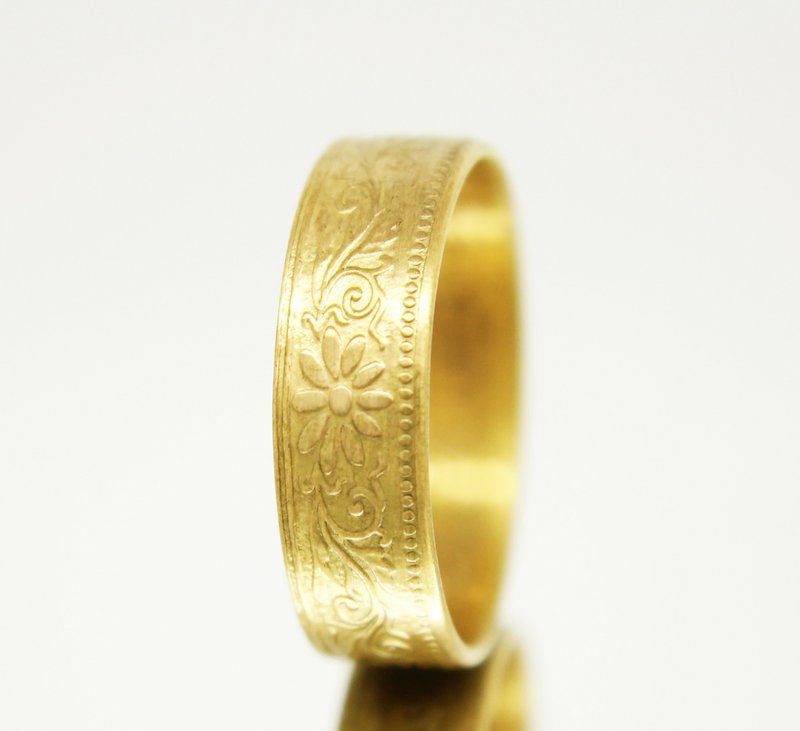 Gold Coin Ring Japan 1 Sen 1927-1938 18k gold plated ring coin rings for men - 戒指 - 其他金属 