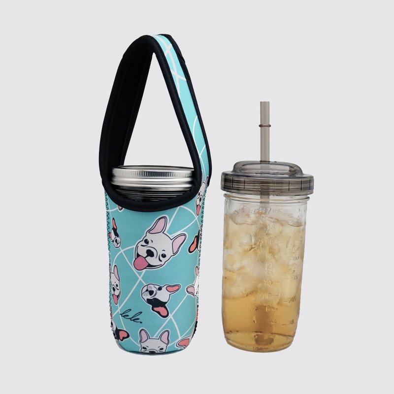 现货BLR 环保组合 饮料提袋 梅森罐24oz 宽口 附杯盖吸管 - 水瓶/水壶 - 玻璃 绿色